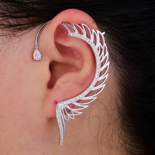 Каффа на ухо фото 1pc Angel Wing Ear Cuff Cubic Zirconia Women Wedding Party Movie Star Red Carpet