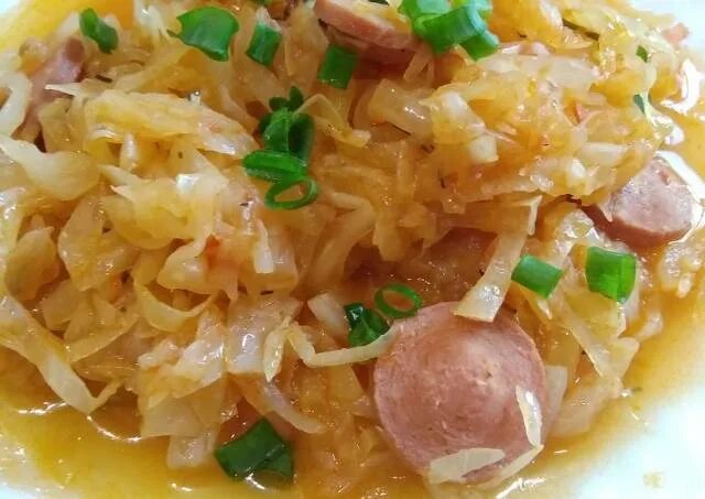Капуста с сосиской рецепт с фото Капуста тушеная с сосисками на сковороде - рецепт пошагово с фото