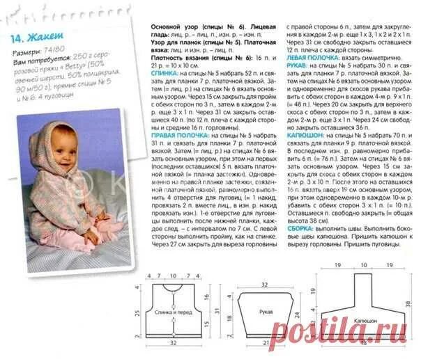 Капюшон детский спицами схемы вязания Жакет для малыша Вязание для детей Вязание спицами и крючком. Схемы вязание Пост
