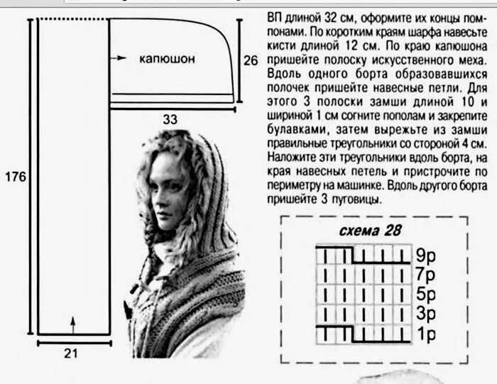 Капюшон крючком схема Капюшоны, Вязание, Схемы вязания