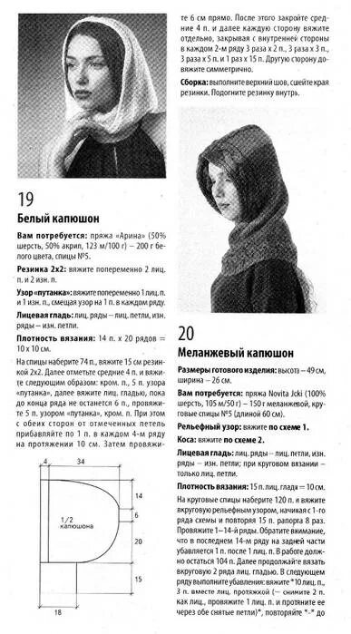 Капюшоны связанные крючком схемы Вяжем капюшон спицами с описанием