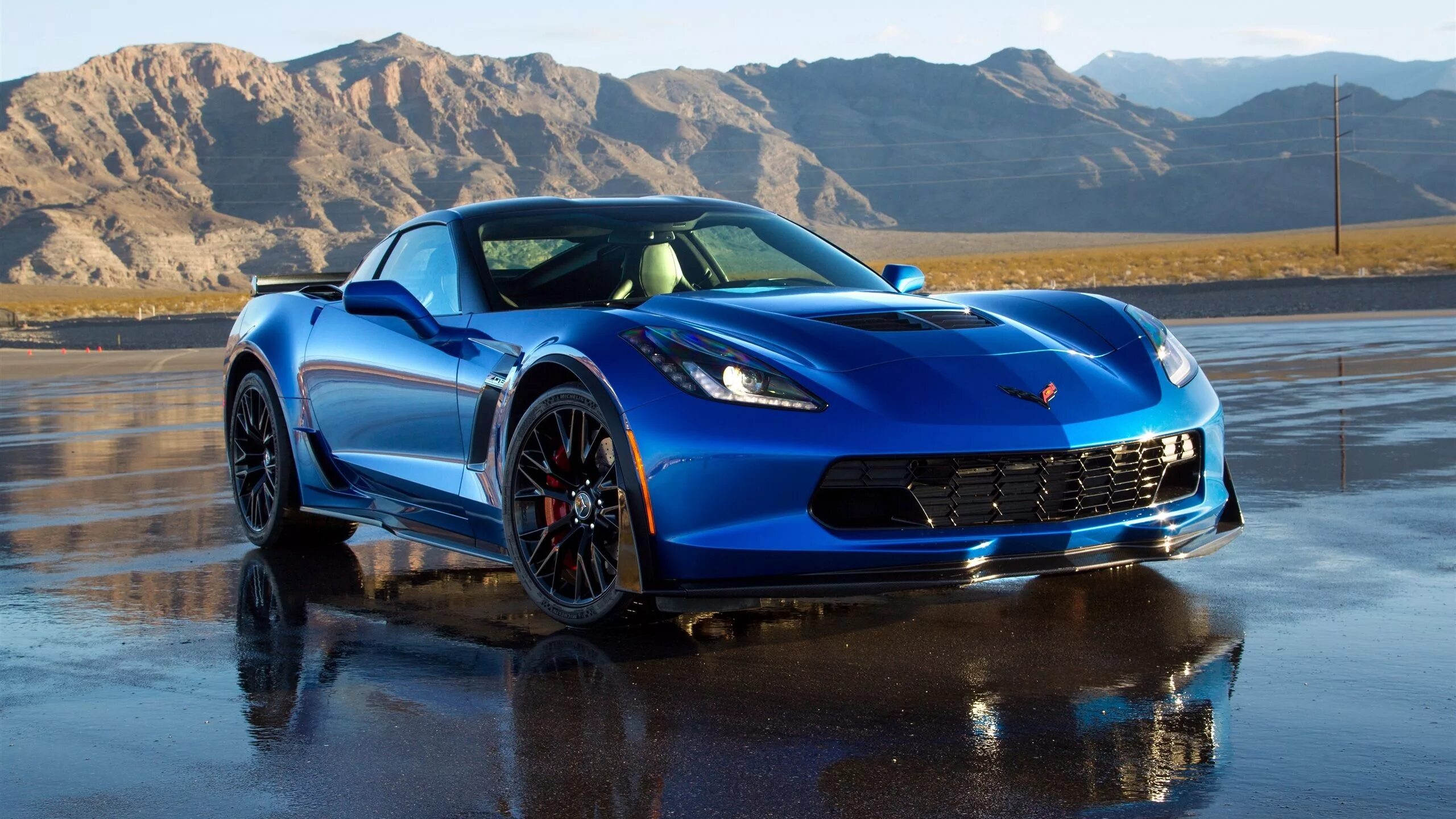 Кар авто фото 2014 Chevrolet Corvette C7 синий суперкар Обои 2560x1440 скачать обои Chevrolet 