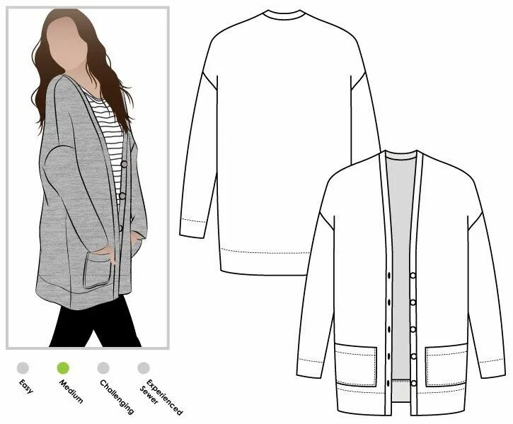 Кардиган из футера женский выкройка Sabel Boyfriend Cardi Sizes 26 28 and 30 Women's Etsy Womens cardigan, Oversized