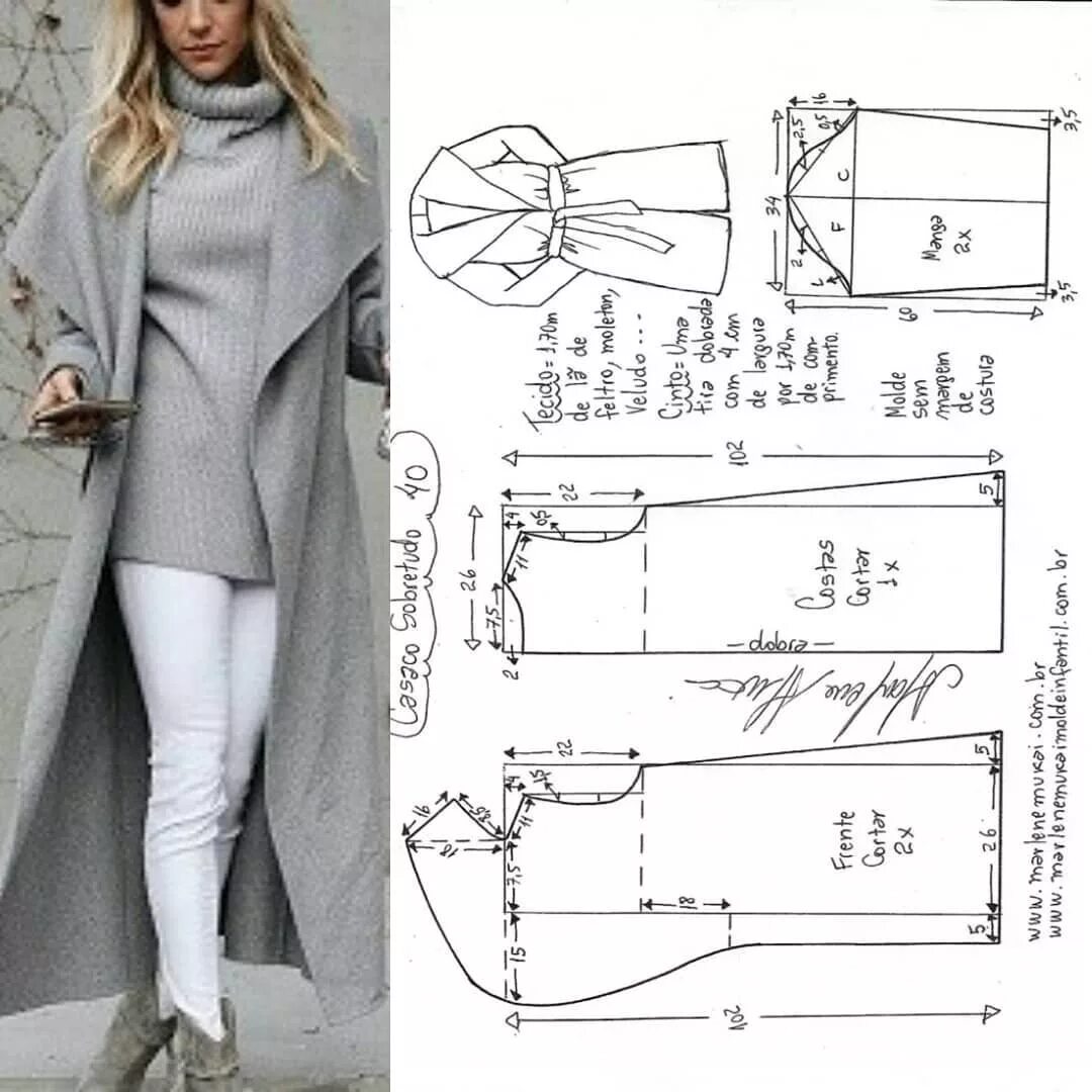 Кардиган с капюшоном женский выкройка Выкройка пальто #шитье #выкройки #моделирование# пальто Sewing clothes women, Ja