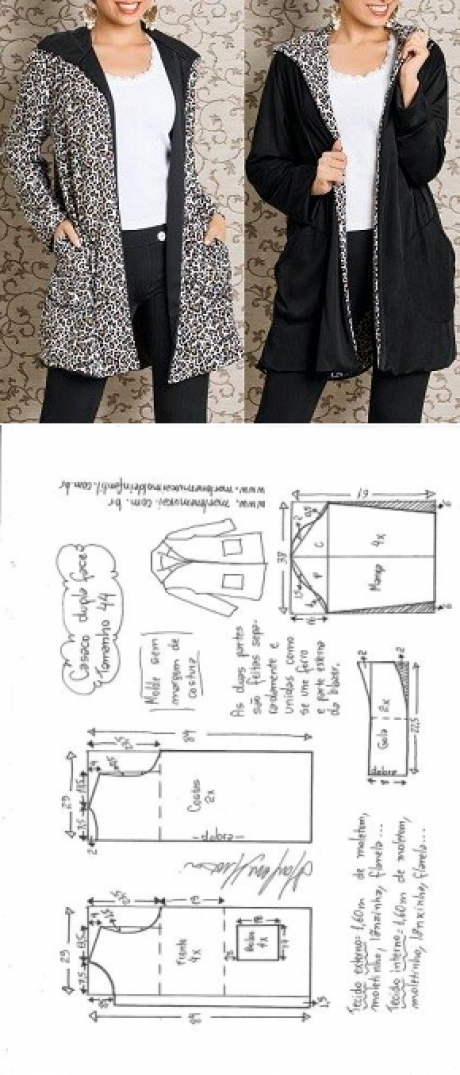 Кардиган с капюшоном женский выкройка Calça pantalona clássica DIY - molde, corte e costura - Marlene Mukai Для дома, 