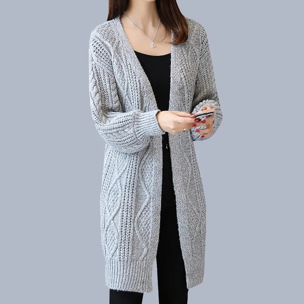 Кардиган схемы фото Casual knitting long cardigan female Loose kimono cardigan knitted jumper 2018 w