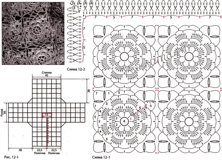 Кардиганы из мотивов крючком со схемами КОФТОЧКИ... Crochet chart, Crochet patterns, Crochet dress pattern