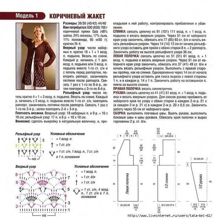 Кардиганы женские крючком со схемами Вязаные кардиганы крючком схема описание