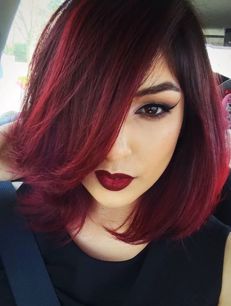 Каре красные волосы фото Red ombré hair, red Bob, beautymarqued Red ombre hair, Hair, Ombre hair