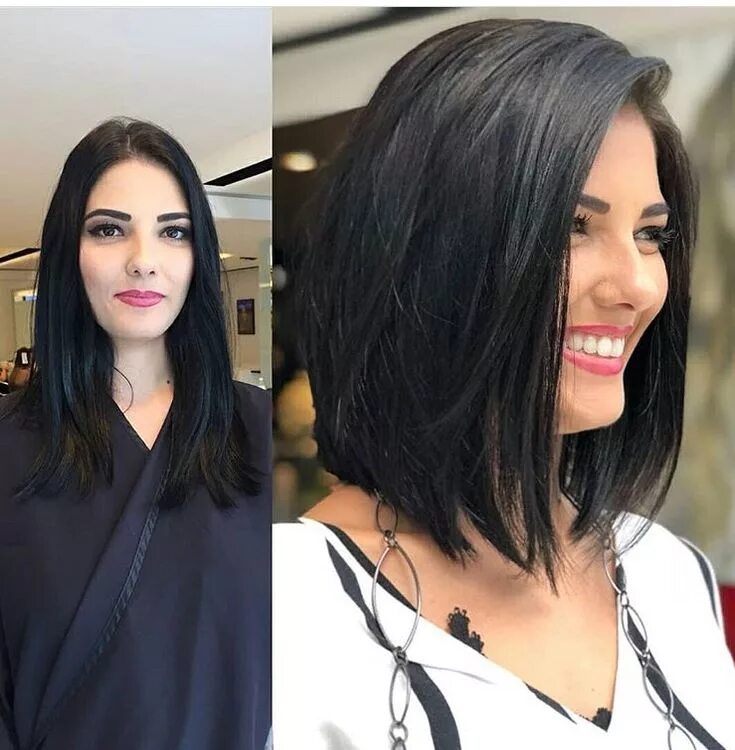 Каре на длинные волосы фото Pin on Before and after hair cuts.