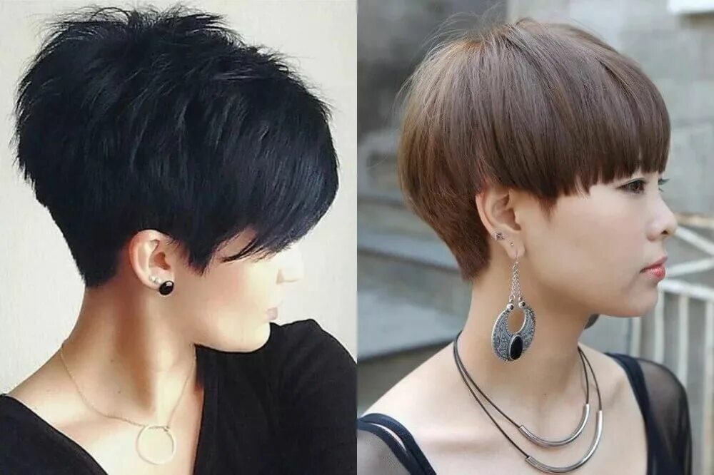 Каре на ножке стрижка женская с челкой Pin en Thick hair styles