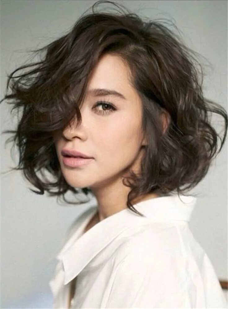 Каре на волнистые волосы фото Shag Lobs Loose Wavy Short Hairstyle Side Swept Fringes Lace Front Human Hair Wi