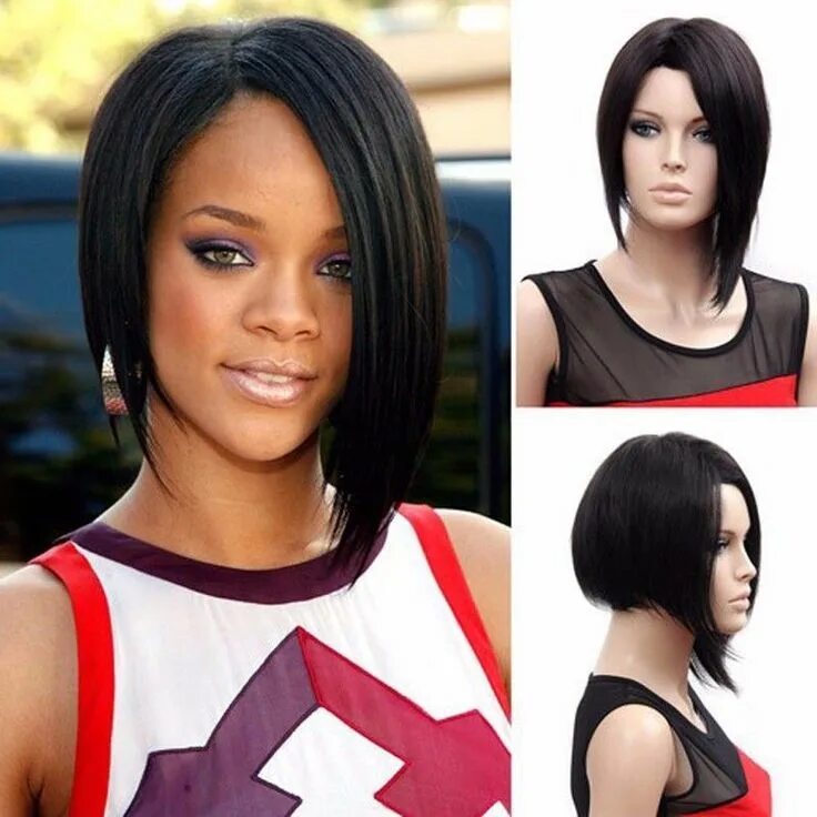 Каре одна сторона фото #Rhiana# Wigs# straight# short Wig hairstyles, Rihanna hairstyles, Natural hair 