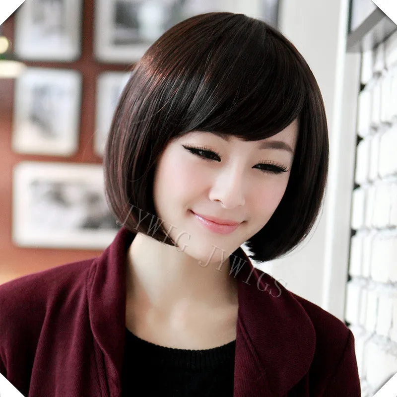 Каре прически корея HOT SELLING Synthetic Sexy Lady Short Striaght BOBO Full Hair Cosplay Party Wigs