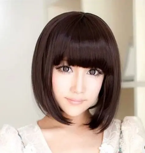 Каре с круглой челкой фото UK Style Sexy Women Sweet Gril BOBO Short Hot Sales Wig heat resistant synthetic