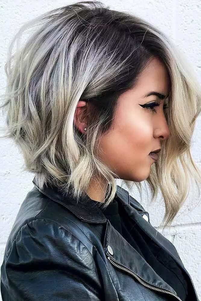 Каре с темными корнями фото Image result for asymmetrical bob Short hair styles for round faces, Hair length