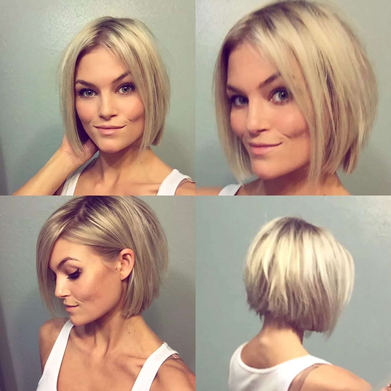 Каре стрижка 2024 женская на тонкие волосы Short blonde hair @krissafowles Cheveux mi long, Coiffure courte, Coiffures simp