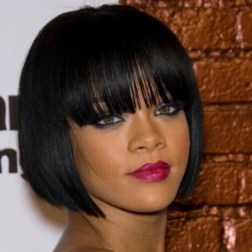 Каре стрижки черный цвет STOCK Rihanna Short Black Bob lace Wig 10inch 150% density 100% Virgin Brazilian