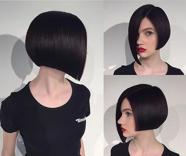 Каре стрижки фото со всех сторон Triangular graduation asymmetric bob Short bob hairstyles, Asymmetrical bob hair