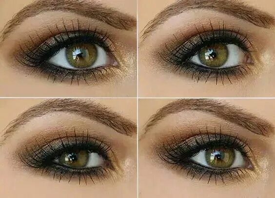 Каре зеленые глаза какой макияж подходит Brown and golden eyeshadow to enhance hazel eyes. Almay i-color Everyday Neutral