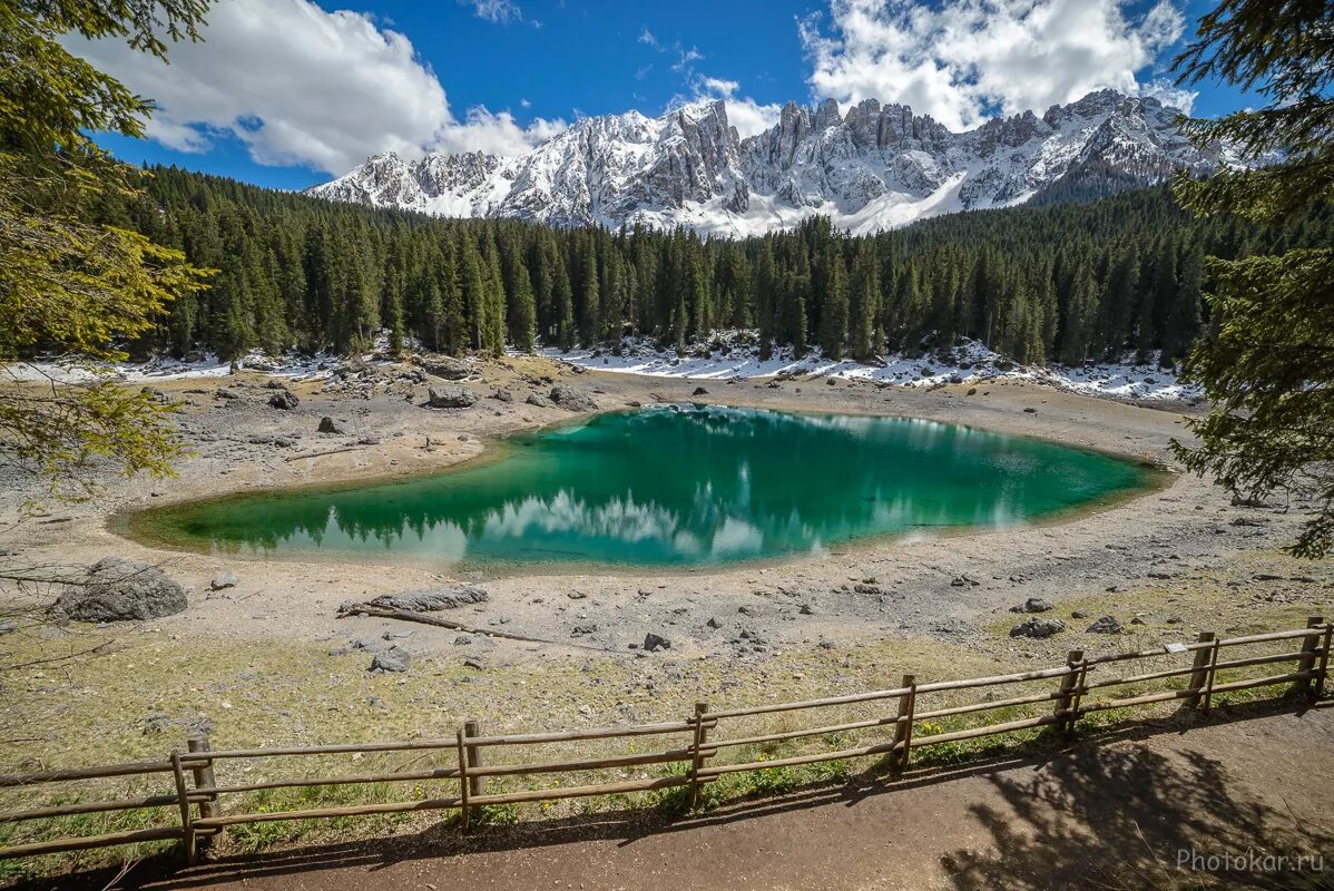 Карецца озеро фото Доломитовые Альпы в Италии Photokar