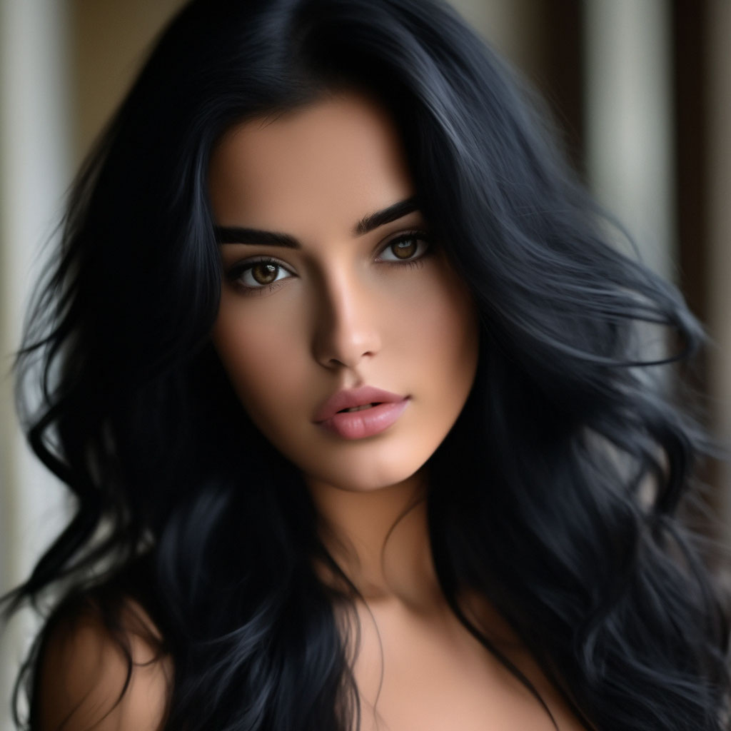 Карие глаза длинные волосы фото "Darling,black hair,brown eyes,." - image created in Shedevrum