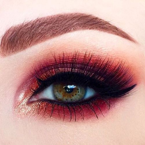 Карие глаза макияж красные тени smokey eye green eyes perfect brows в 2020 г Дымчатый макияж глаз, Макияж для вы