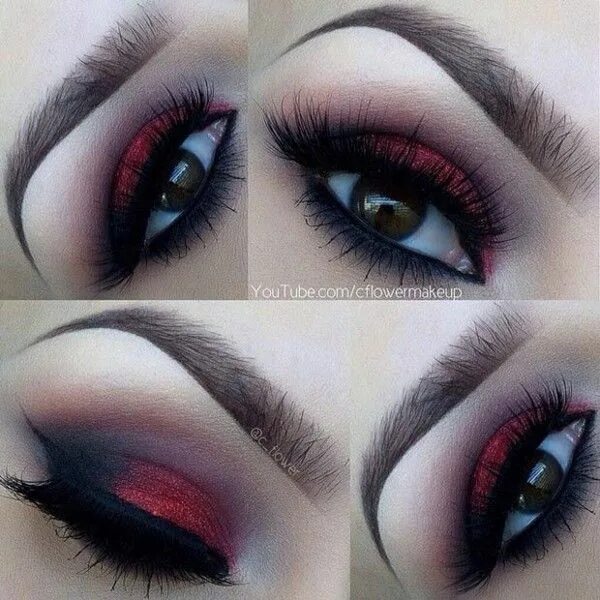 Карие глаза макияж красные тени Ideas que te motivarán a pintar tus ojos de rojo Sombras de ojos, Make up ojos, 