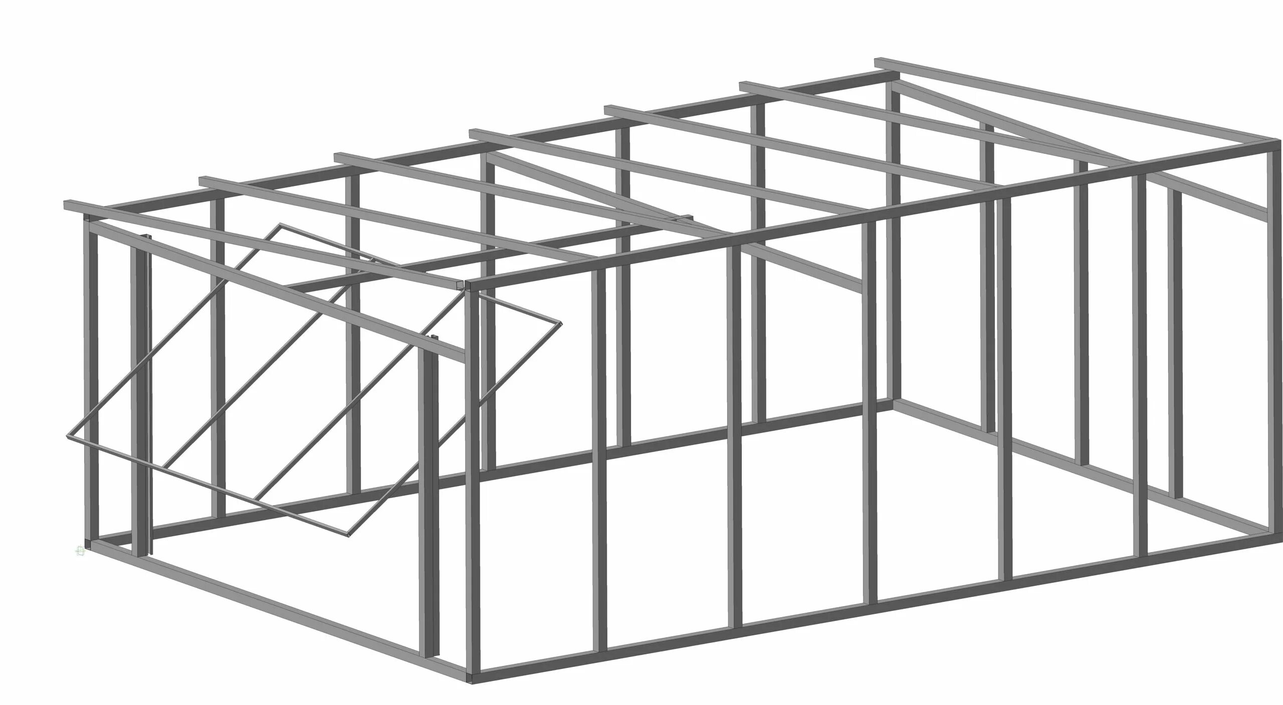 Каркас из профильной трубы фото Гараж с подъемными воротами - Чертежи, 3D Модели, Проекты, Металлоконструкции