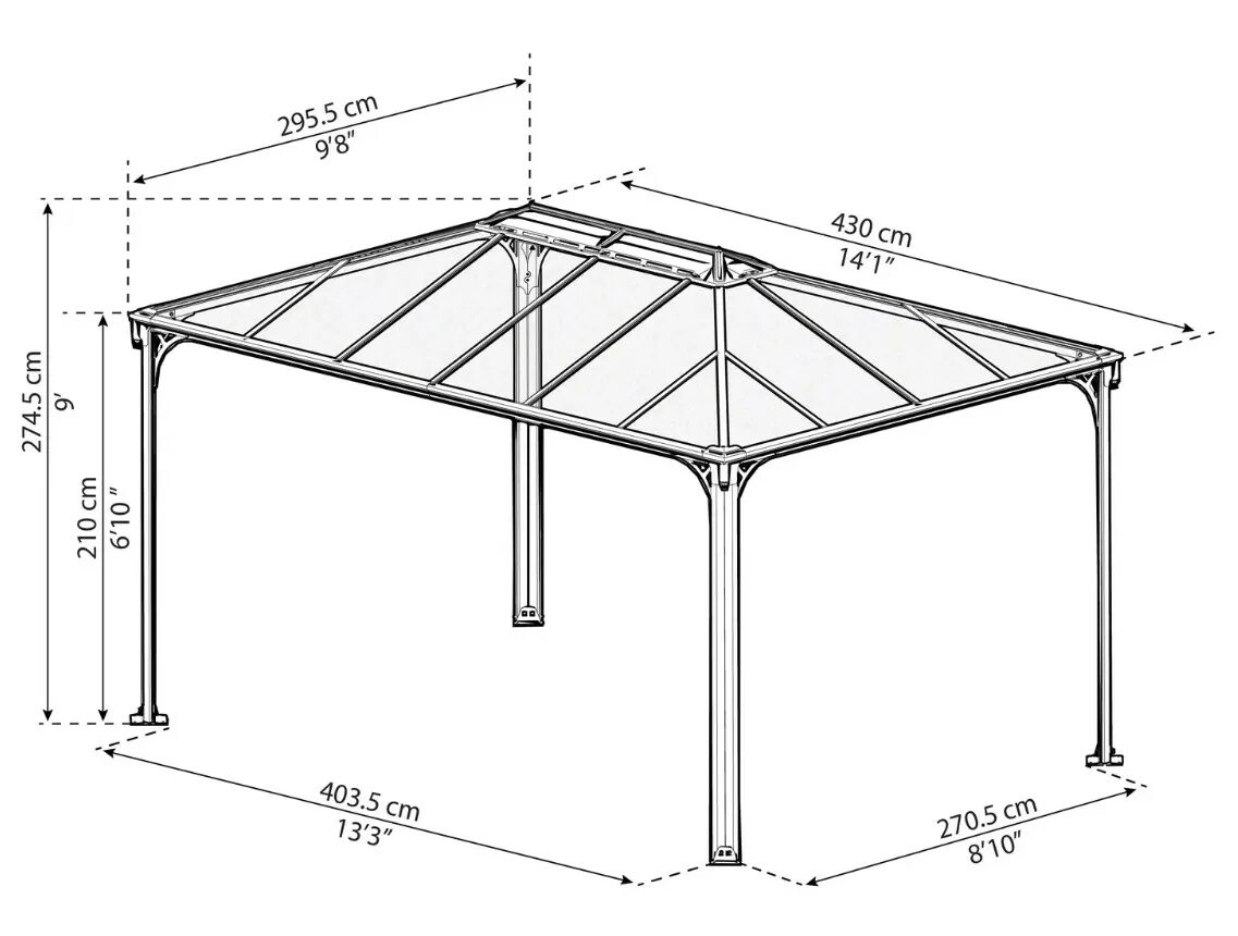 Каркас металлической беседки чертеж Беседка Palram - Canopia Martinique 4300 - Palram