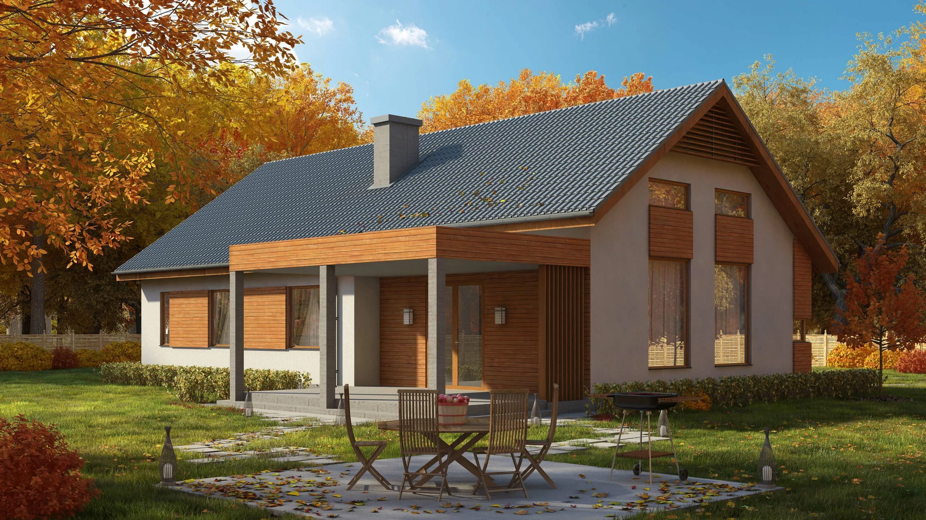 Каркас одноэтажного дома с двухскатной крышей фото 1ckom СИП панели / продажа комплектующих / проекты домов