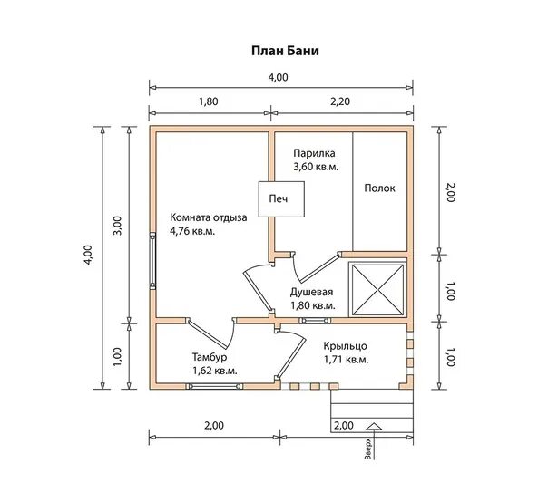 Каркасные бани проекты чертежи и размеры One-storey bath project, size 4 4 m A popular project of a 4 on 4 bar bath with 