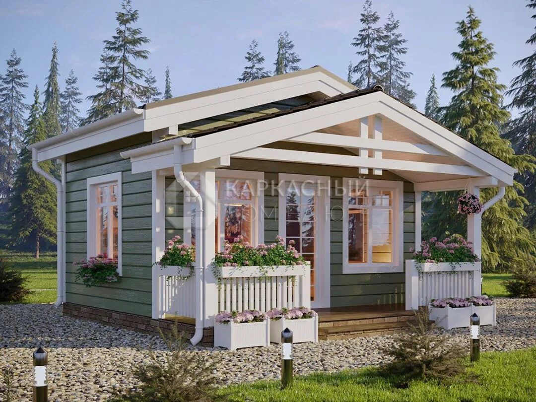 Каркасные дома дачи фото Дом 24,6 м2