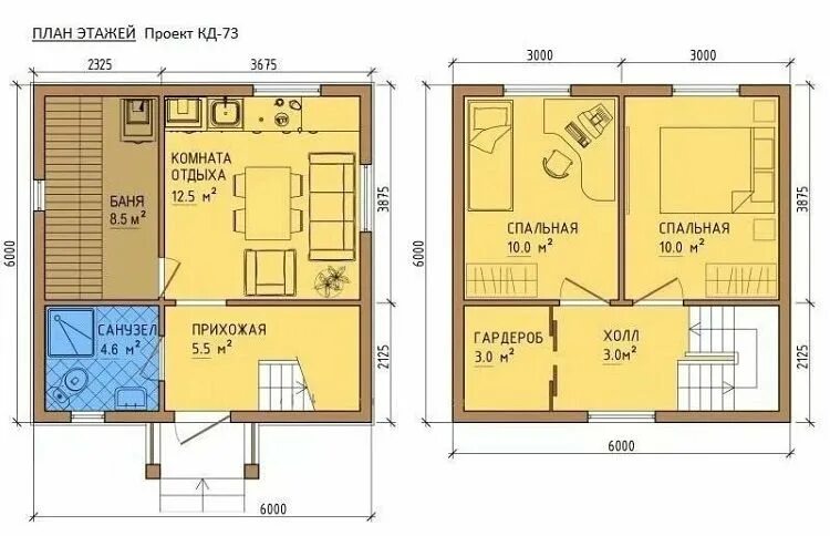 Каркасный дом 6 8 планировка Лучшие проекты дачных домиков с планировкой: советы специлистов по выбору матери