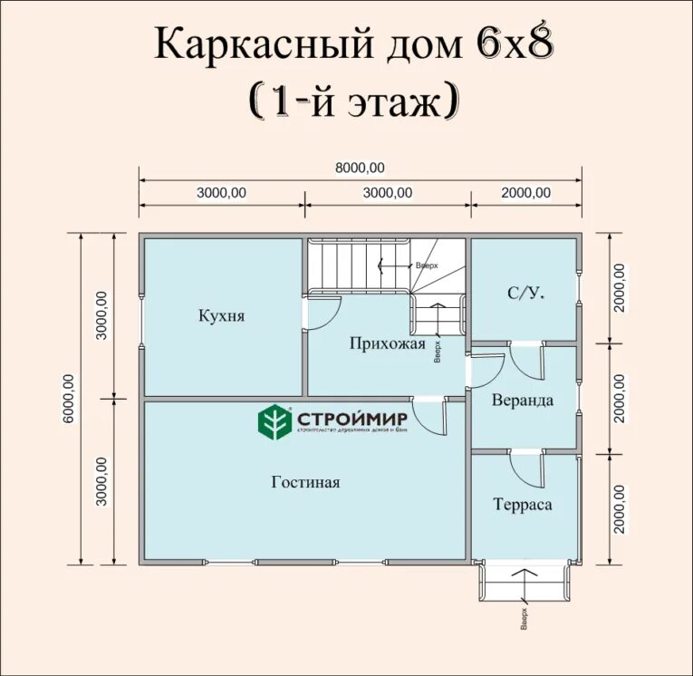 Каркасный дом 6 8 планировка Каркасный дом 6х8, проект К-136, цена: 2662000 рублей