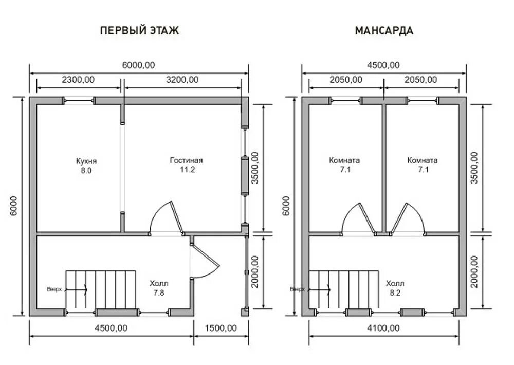 Каркасный дом 6 8 планировка Проект дома 6х6 с мансардой фото - DelaDom.ru