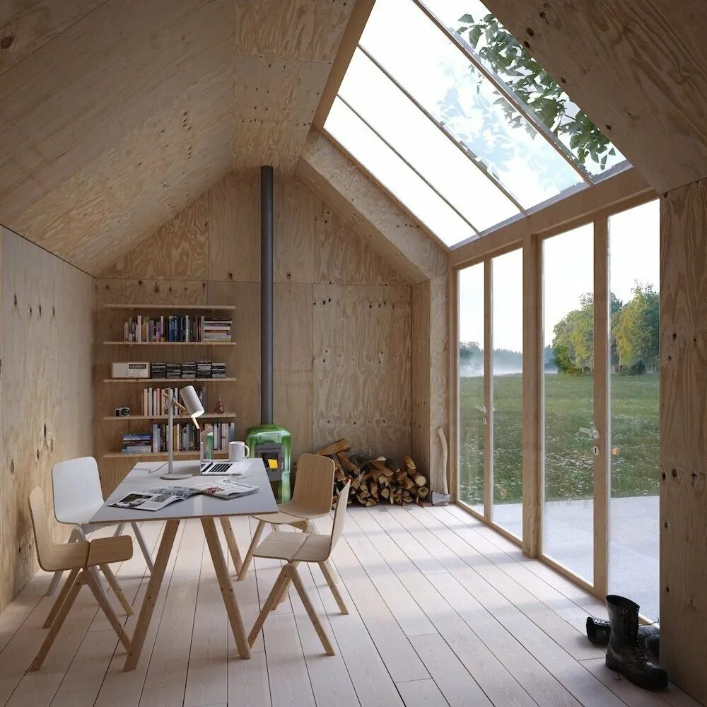 Каркасный дом внутри фото Shed & Studio Living Space Photos from 10 Prefabricated or Modular Structures Th