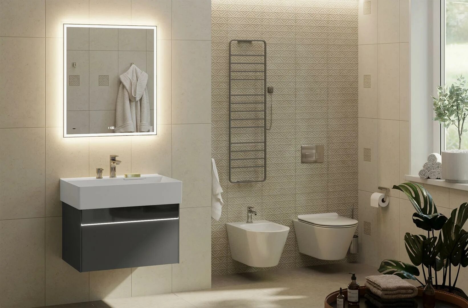 Карму керама марацци в интерьере ванной Зеркало Kerama Marazzi Tecno TE.mi.70 70х80 см, белое, купить в Екатеринбурге Зе