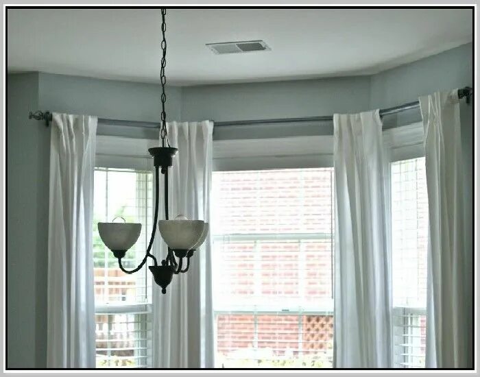 Карниз над окном фото bay window double curtain rod - Google Search Curtains with blinds, Bay window c