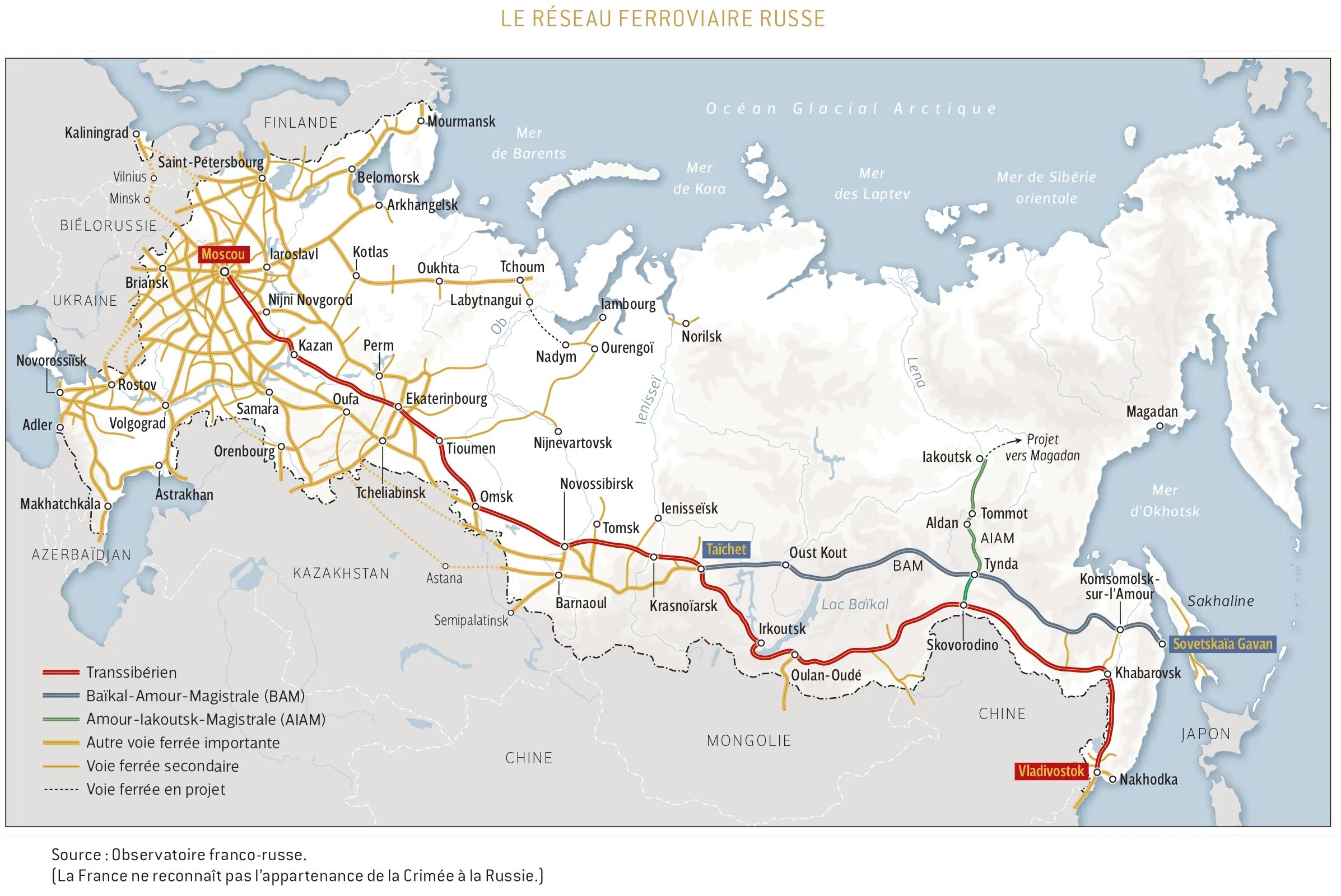 Карта дорог фото Le réseau ferroviaire russe (carte, 2016)