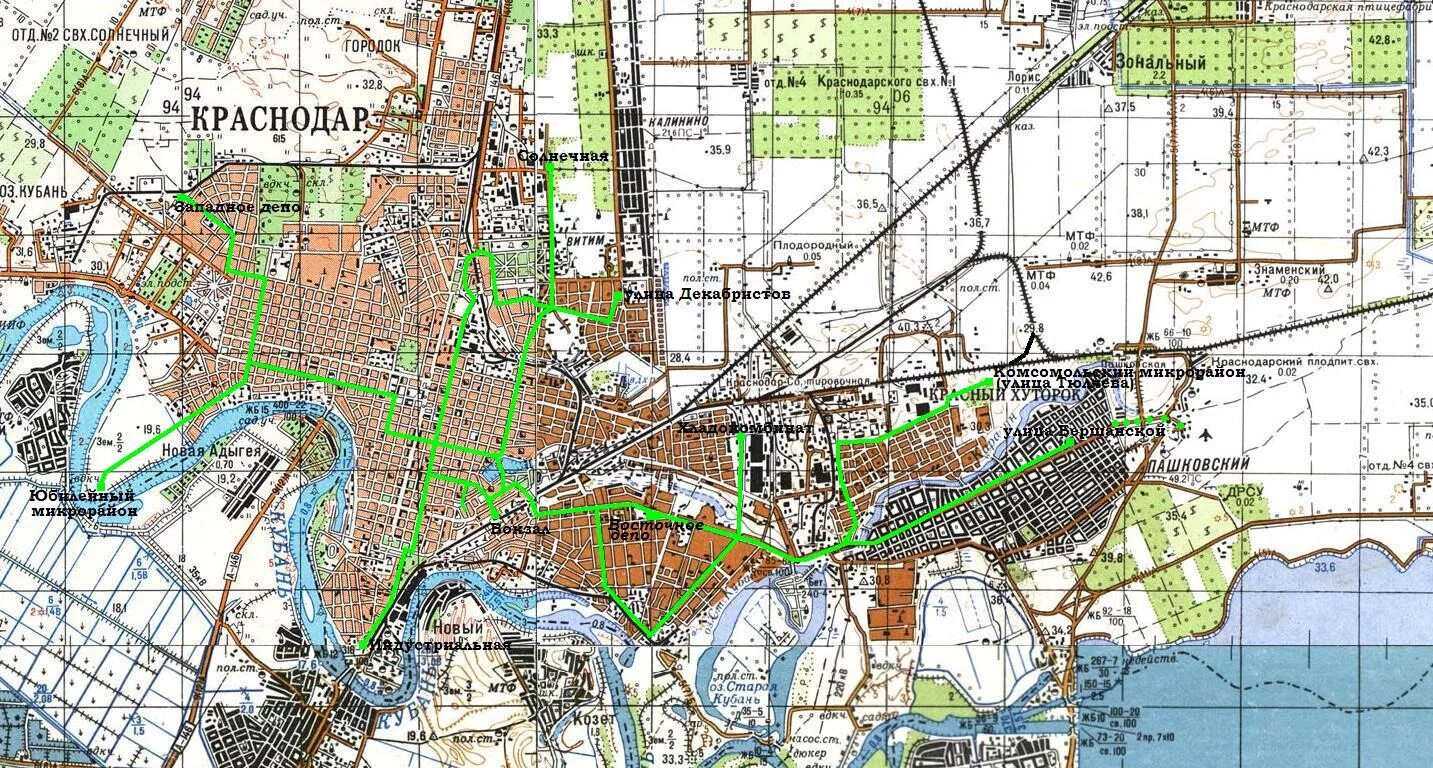 Карта фото улиц краснодар Краснодарский трамвай - схемы и топографические карты