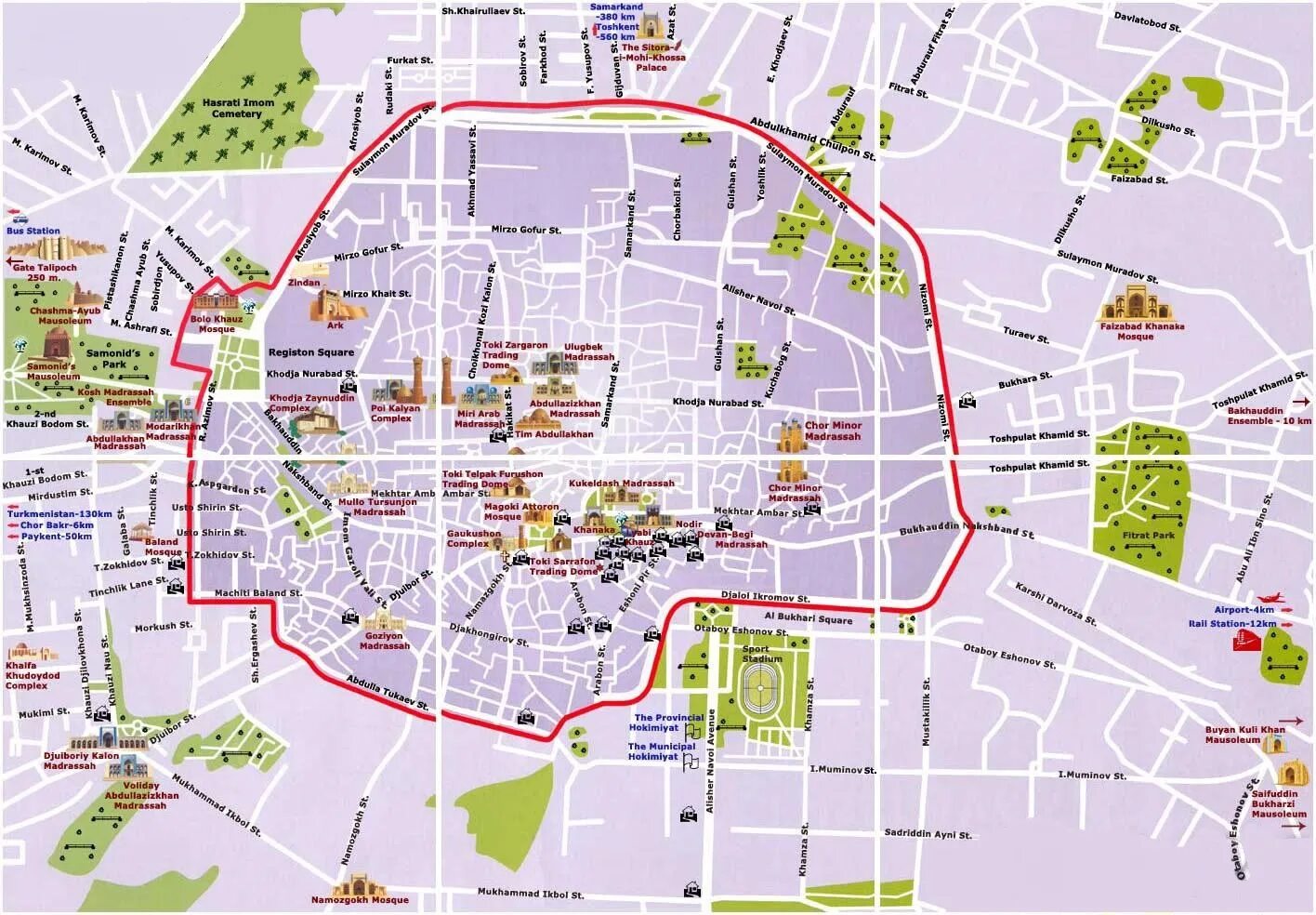Карта города фото Карта Бухары (Узбекистан) на русском языке, расположение на карте мира с городам