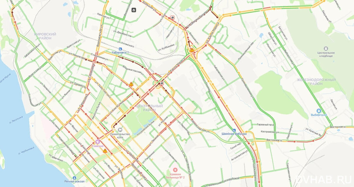 Карта хабаровска фото Встали колом: в центре города образовались пробки (ФОТО) dvnovosti.ru Дзен