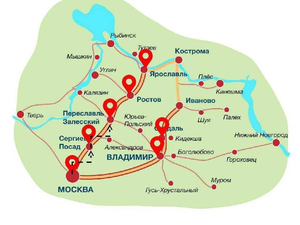 Карта и фото золотого кольца россии Большое золотое кольцо - блог Санатории Кавказа