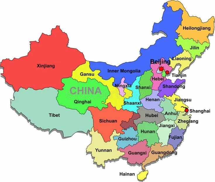 Карта китая фото China map. Color map of China with regions on a white background , #sponsored, #