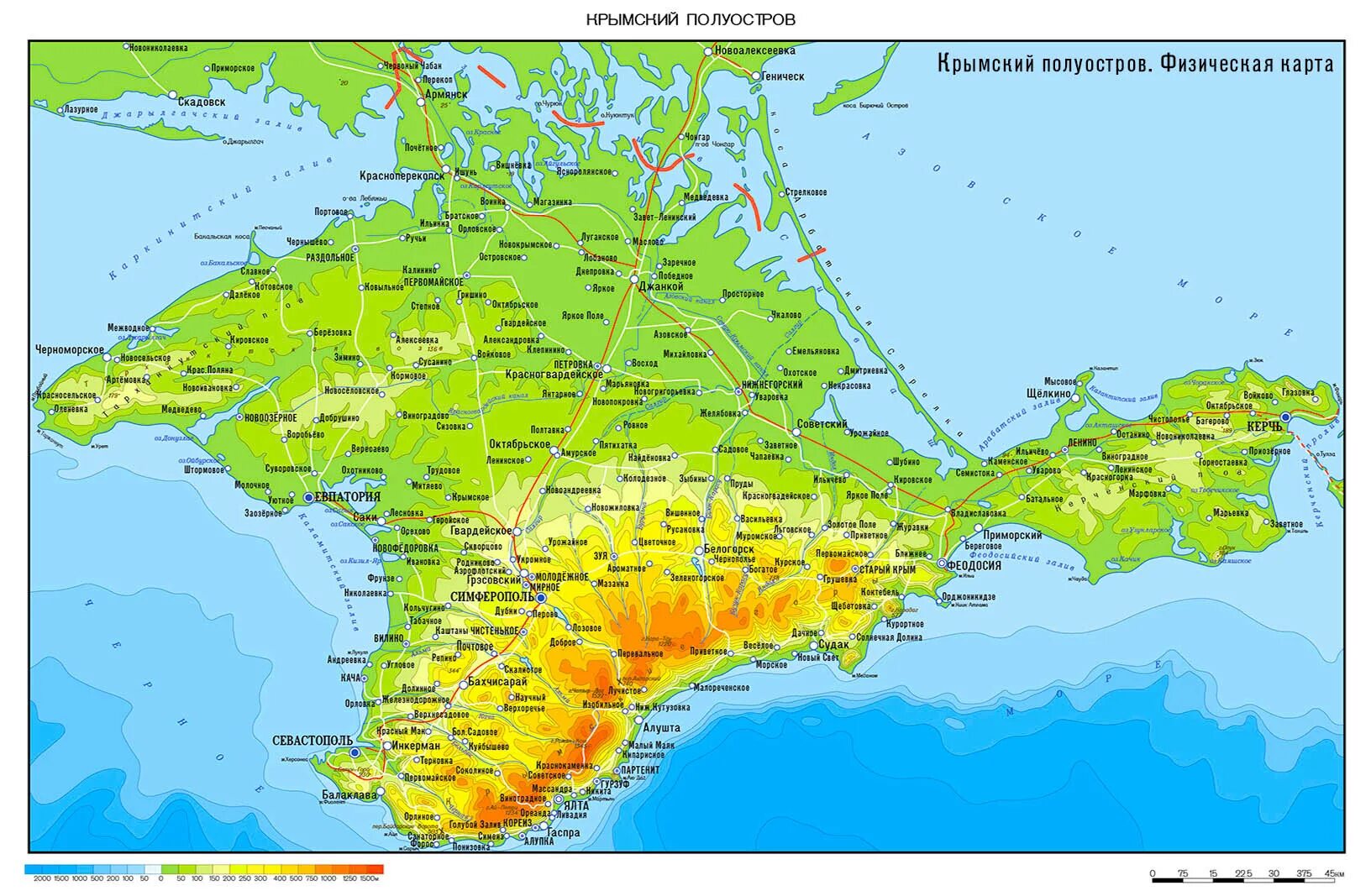 Карта крыма фото Крым на карте россии с городами - блог Санатории Кавказа