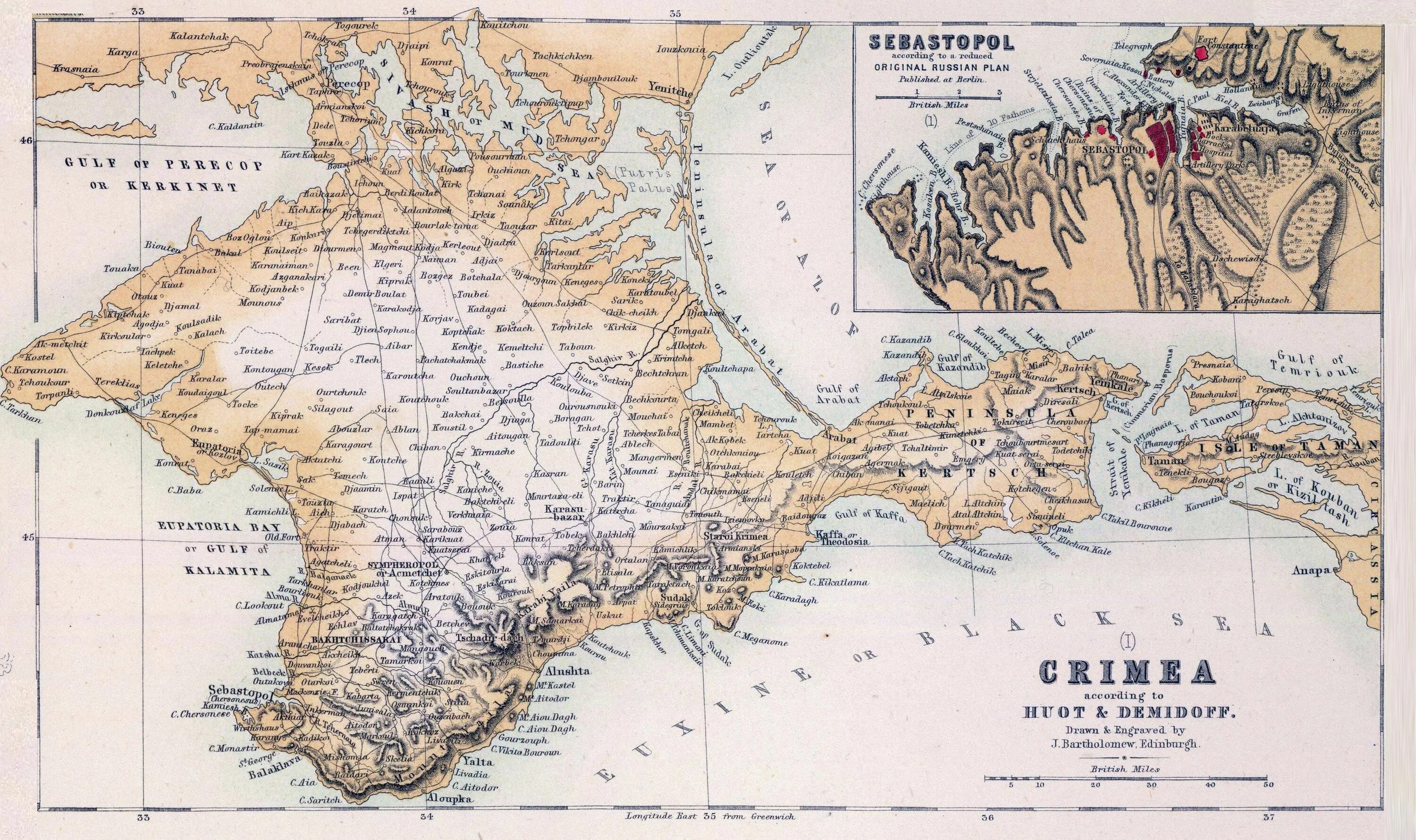 Карта крыма фото 1864 map of Crimea Map, Historical maps, Old maps