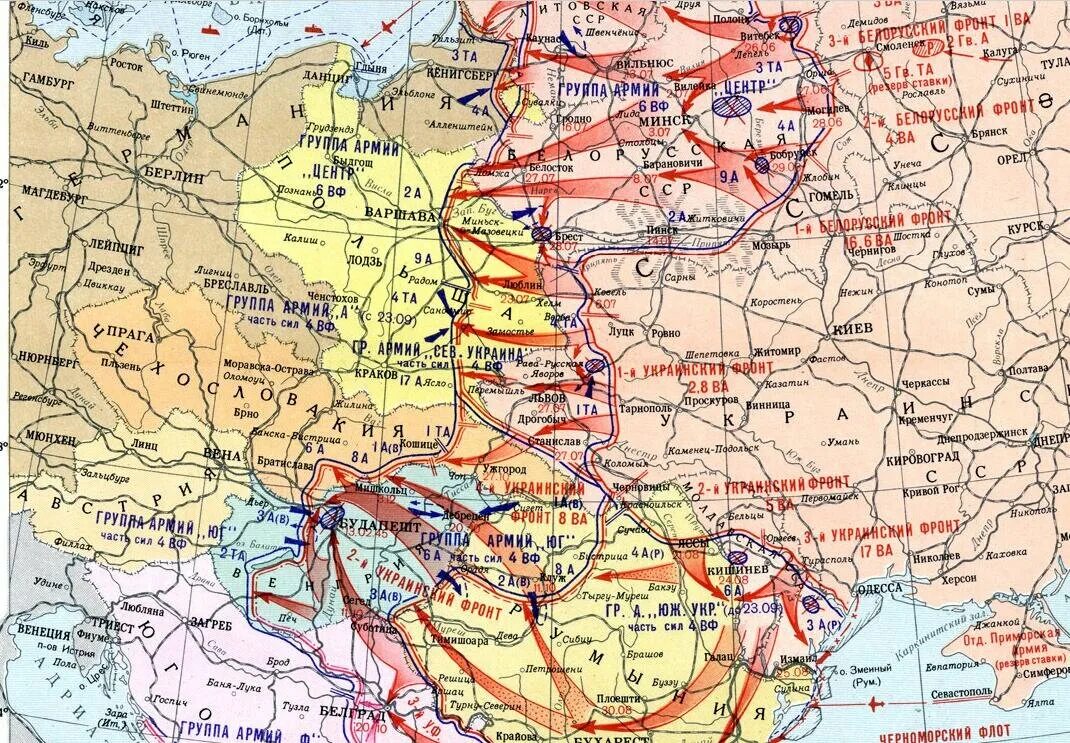 Карта линия фронта фото Что случилось бы, если б Красная армия летом 1944-го года остановилась на границ