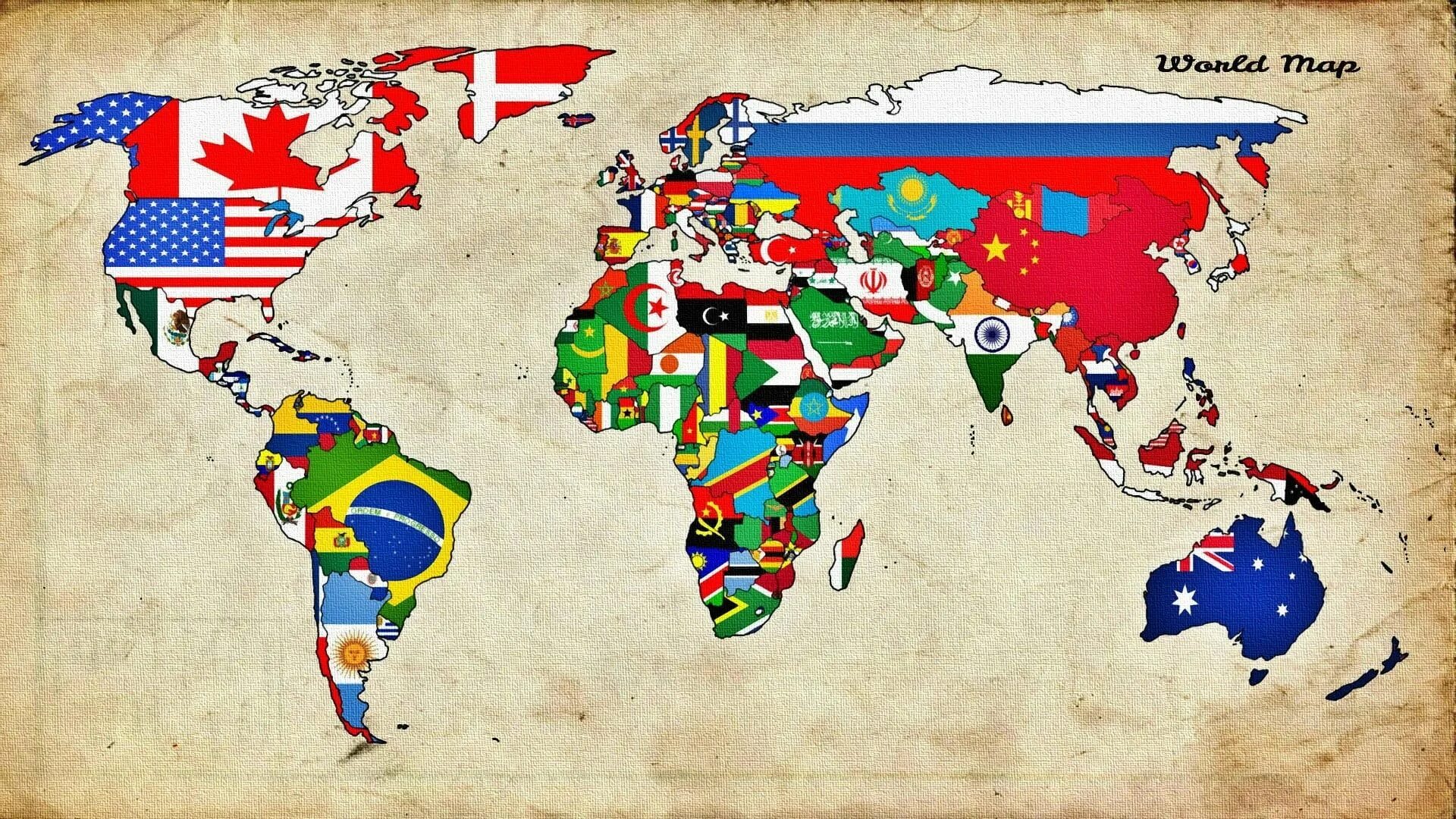 Карта мира со странами фото world map illustration #map #world #countries #flag world map #1080P #wallpaper 