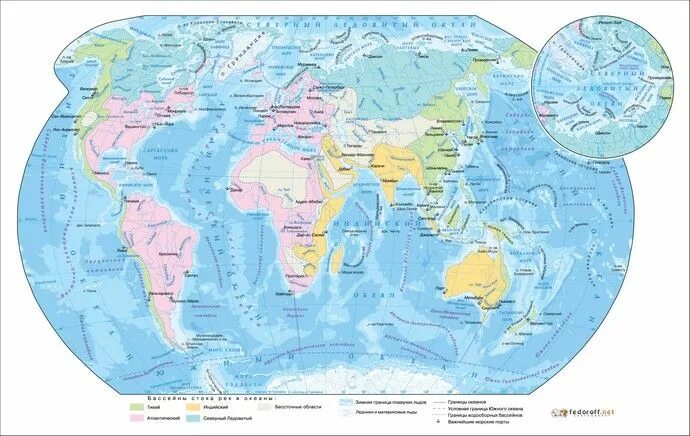 Карта океанов мира фото Карта Океанов с бассейнами стока Map, World map, Diagram